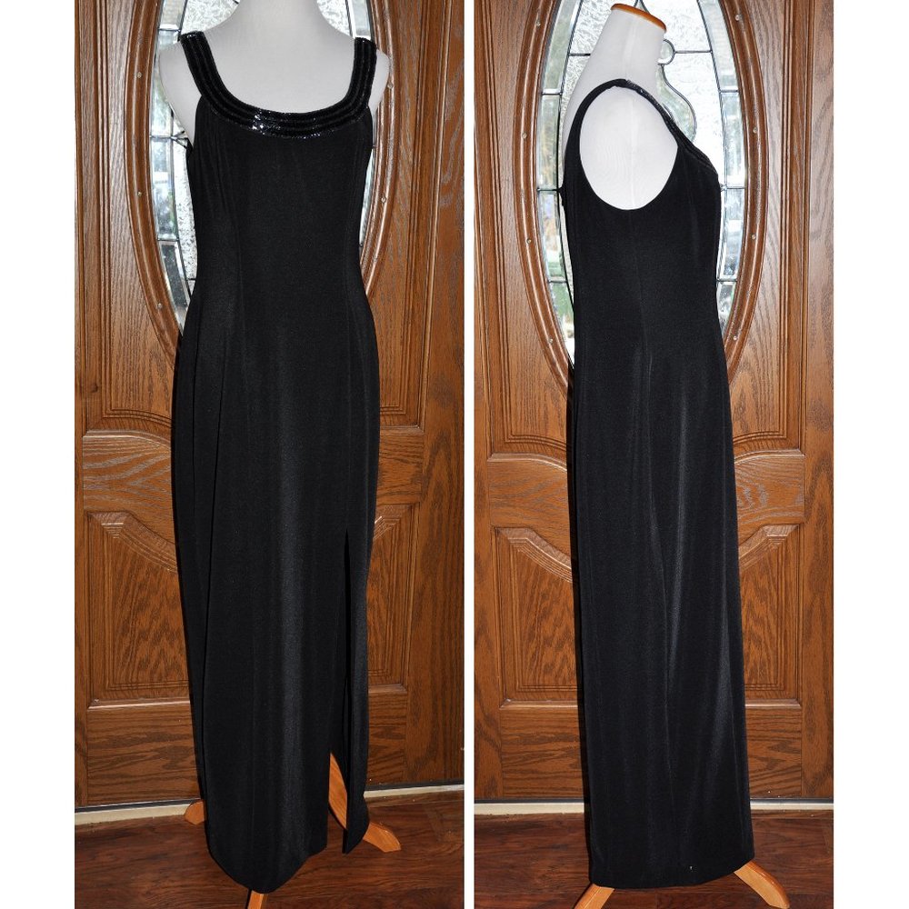 Alex Evenings Black Beaded Slink & Sexy Formal Evening Gown